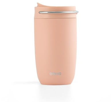 EQUA Cup - Thermobecher aus Edelstahl mit Keramikbeschichtung - Hält bis zu 4 Stunden heiß - 100% auslaufsicher & mit Silikonboden - umweltfreundlich & stylisch - 300 ml (Rosé)