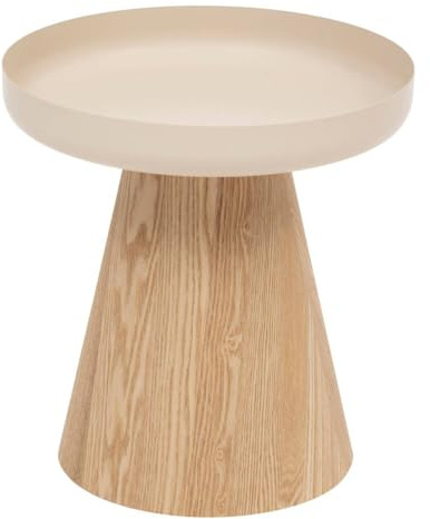 Atmosphera - Table d'Appoint Hercyna, Acier et Bois, D 40 x H 42 cm, Plateau Rond avec Rebords - pour Salon, Chambre, Bout de Canapé