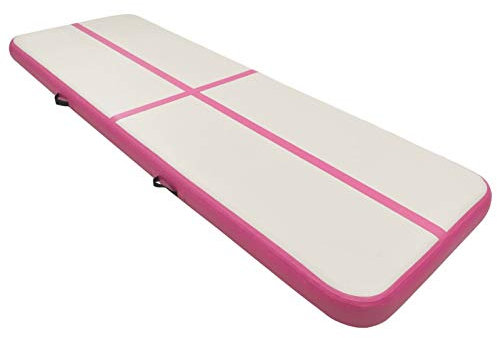 Brokky Inflatable Gymnastics Mat with Pump 500x100x20 cm PVC Pink-inflatable Gymnastics Tumble Track Gym Mat for Home Use,Training,Cheerleading,Yoga,Water Fun