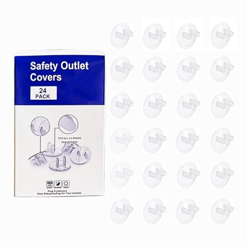 WENPENG Baby Safety Clear Outlet Covers (24 Pack), Durable Plastic Plug Covers for Power Sockets, Child Proof Electrical Protector Safety Caps