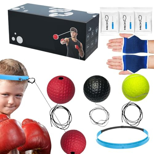 Ensemble Bandeau avec Balle de réflexe de Boxe pour équipement de Boxe avec Bandages pour pour améliorer Les débutants