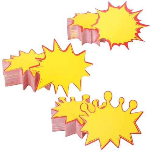 300 etiquetas de precio Starburst, 10 x 11 cm, en blanco, de papel fluorescente fluorescente, para venta al por menor, promoción de ventas, tienda, mercadillo