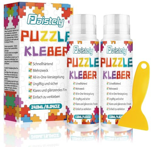 Puzzle Kleber Transparent, Puzzle Glue Mit Einfachem Schwammkopf und Applikator, Ungiftig Puzzelkleber, Puzzlekleber für 1000/2000 Teile, Geeignet für Kinder und Erwachsene (120ml*2)