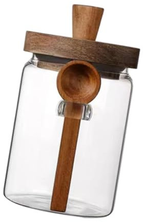 Gatuida Jarra De Vidrio Tapas Hermético Almacenamiento Tarros De Café Tarro De Boticario Frasco Envase Jarra De Alimentos Bote De Té De Vidrio Bote De Té Sellado Bote De Café De Madera