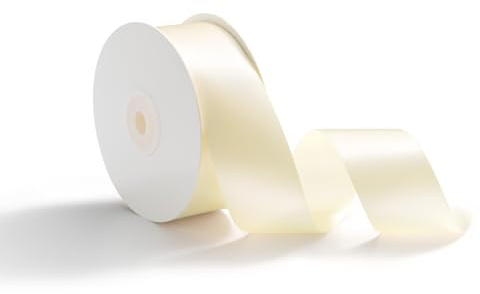 AOKSUNOVA Cinta de Satén Decorativa 38 mm x 23 m, Crema | Para Bodas, Envoltura de Regalos, Decoración de Fiestas y Floristería