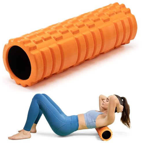 Krightlink Foam Roller High Density Foam Roller Set for Deep Tissue Muscle Massage, 18 Trigger Point Fitness Exercise Massage Roller Self-Myofascial Release for Whole Body (Orange)