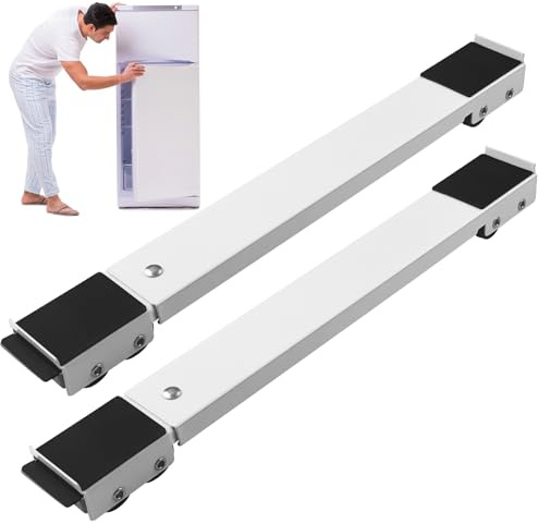 Sudnsadaks Soporte Rodillo para Lavadora Ajustable Extensible para Frigorífico, Soporte Ajustable con Rodillos para Lavadora, Refrigerador y Secadora-Base Móvil con 24 Ruedas, Carga hasta 300kg