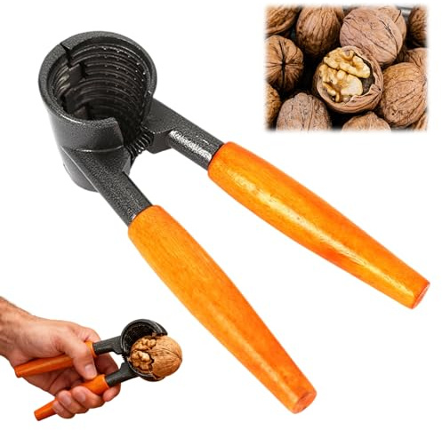 Yuwnd 1 Stück Nussknacker, Nussknacker Walnüsse, Multifunktionaler Nussknacker Haselnüsse mit Rutschfestem Holzgriff, Haselnussknacker für Walnüsse Haselnüsse Mandeln