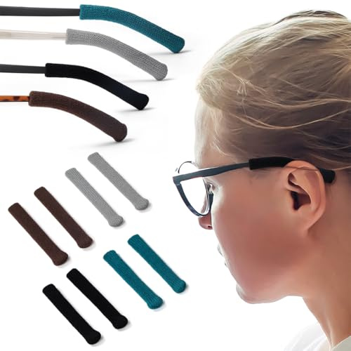 YIPFEN 8 pièces coussinets anti-dérapants pour branches de lunettes, embouts en coton pour lunettes, manchons d'oreille, accessoires pour lunettes