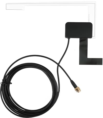 DAB+ Autoantenne Aktive Scheibenantenne mit SMB 90° Buchse, 3 m Kabel, DAB/DAB+ Antenne für Digital Autoradio, Glasmontage für Frontscheibe, Band III 170–240 MHz, L-Band 1452–1492 MHz, 5V/12V