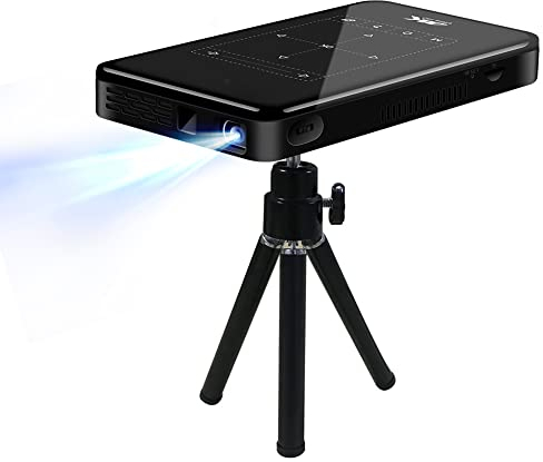 4K Beamer, Portable 3D HD Smart DLP Pocket Projektor, 20.000 Stunden Lichtlebensdauer, for Android 6.0 Heimkino Videobeamer, Unterstützt DC IN, HD IN, HDMI, USB