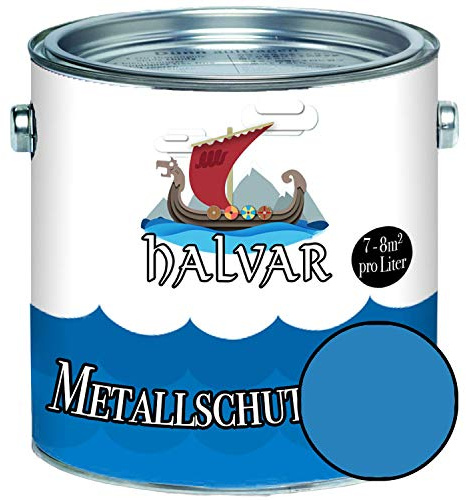 Halvar Metallschutzlack MATT Blau RAL 5000-5024 Metallfarbe besonders robuster Kunstharzlack Wetterbeständig & perfekter Langzeitschutz Metall (2,5 L, RAL 5012 Lichtblau)