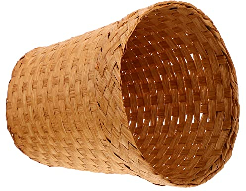 Cabilock Gewebter Papierkorb Runder Mülleimer Vintage Abfalleimer Khaki 26x26x26cm 17,5L