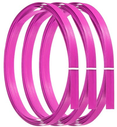 PATIKIL Bamboo Strips for Weaving 7/16 x 10 Ft, 3 Pack Thin Flat Wicker Rattan Cane Reed for Making Basket Webbing DIY Crafts, Rose Red