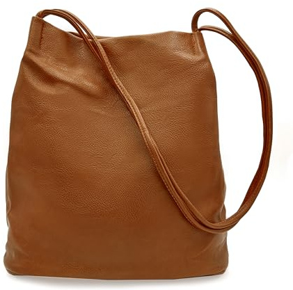 Woodland Leathers Women's Medium Size Vegan Leather Hobo Bucket Tote Handbags For Women - Elegant Black Handbag With Long Straps, Stylishly Spacious Designer Elegance bags for women