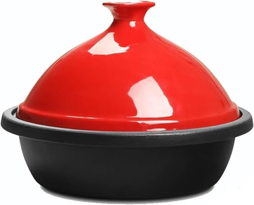 ZYJIX Enameled Cast Iron Tagine Pot - Nonstick Moroccan Tajine Casserole For Stew And Slow Cooking, Durable Ceramic Cookware