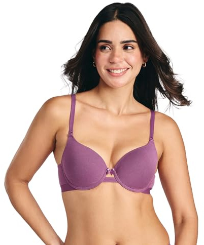 NYKD (NYB366 Reggiseno push-up imbottito e cablato in cotone da donna, in cotone traspirante con cinghie multiway staccabili, scollo profondo e sollevamento naturale, perfetto per abiti profondi