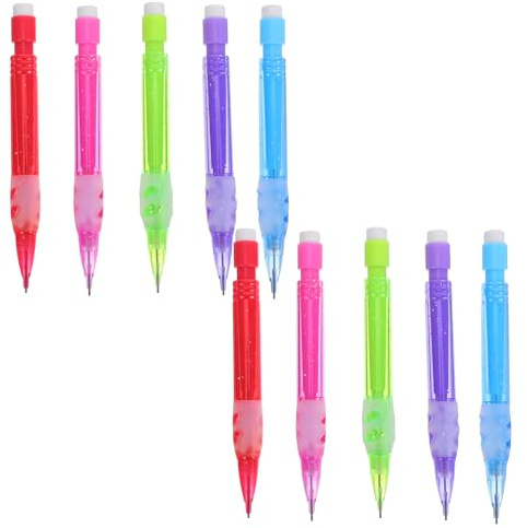 FUNOMOCYA Set da 10 Pezzi di Mini Matite Meccaniche 0,7 Mm con Gomma Incorporata, Portamine Piccoli in Pp per Ufficio e Disegno, Scrittura Scorrevole e Facile da Trasportare