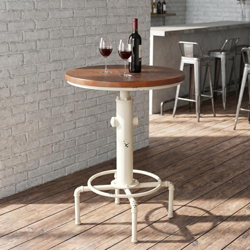 TOPOWER Industriellt barbord 80–105 cm justerbart pubbord kök matsal kaffe bistrobord (antik vit)