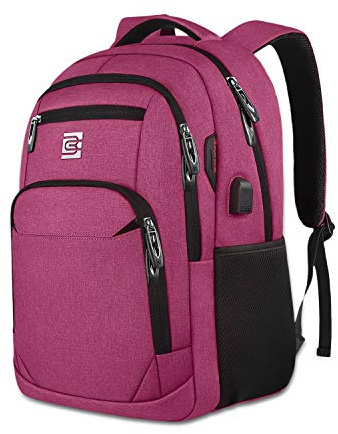 FANDARE Antirrobo Mochila Impermeable Mochila para Portátil de hasta 15.6 Multiusos Mochilas Mujer Hombre Escolares con Puerto de Carga USB para Diario Negocio Trabajo Viaje Bolsas Escolares Rojo