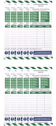 LIVELIFEBETTER® Scaffold Inspection Record Tag - Durable Polypropylene (PP) Tags -10 Inserts (No Holders)