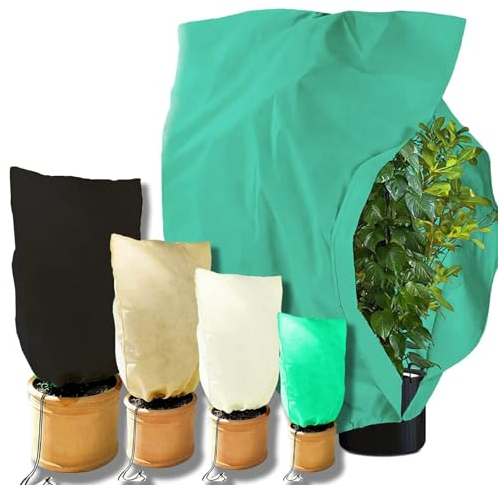 Pflanzenschutz winter Winterschutz für Kübelpflanzen frostschutz Groß wintervlies winterschutzvlies für pflanzen Pflanzenvlies vlieshauben Kübelpflanzensack garten Balkon palmen 80x120cm Grün