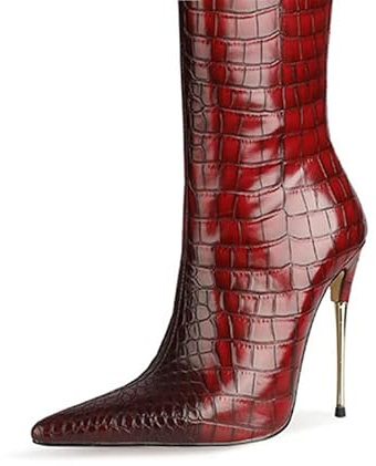 Microfibre Fashion Over-Knee Boots Lace Zip Stiletto with High Heel Handmade Overknee Boots for Women Large Size z846bs, red, 7 US