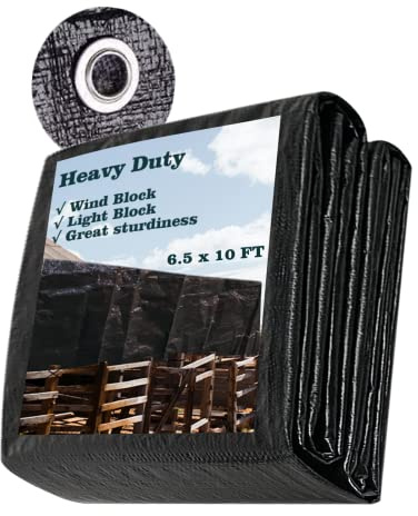 2 x 3 m Heavy Duty Waterproof Black Tarpaulin, 10ft x 10ft Thickness Outdoor Camping Ground Sheet UV Resistant Furniture Cover with Grommets, Multipurpose 140g/m²