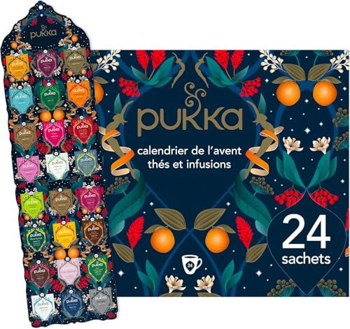 Pukka Calendrier de l'Avent 2024 Thé Vert et Infusions, Idée cadeau pour Homme et Femme, Sélection de Thés Bio, Ingrédients Biologiques, 24 Sachets de Thé