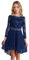 CHICTRY Girls Elegant Lace Flower Girl Dress Long Sleeve A-Line High Low Hem Wedding Birthday Party Dress Navy Blue 11-12 Years
