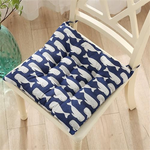 Morbuy Cojines Exterior Jardin, Estampado de Animales Cojines Sillas Terraza, Cómodos Cojines para Sillas para Interior y Exterior, Cojines Exterior Lavable con Lazos (30X30cm-2PC,Ballena)