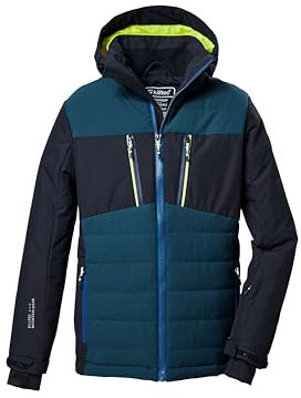 killtec Jungen Skijacke/Funktionsjacke mit abzippbarer Kapuze und Schneefang KSW 385 BYS SKI JCKT, dunkelnavy, 164, 42242-000