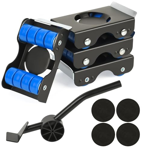 KELLYJAY Furniture Lift Mover Tool Set, 4 Metal Furniture Slider with 8 Wheel Each Transport Shifter for Easy Moving, Heavy Duty Appliance Roller Dolly for Couches, Sofas, Load Capacity Up to 750lbs