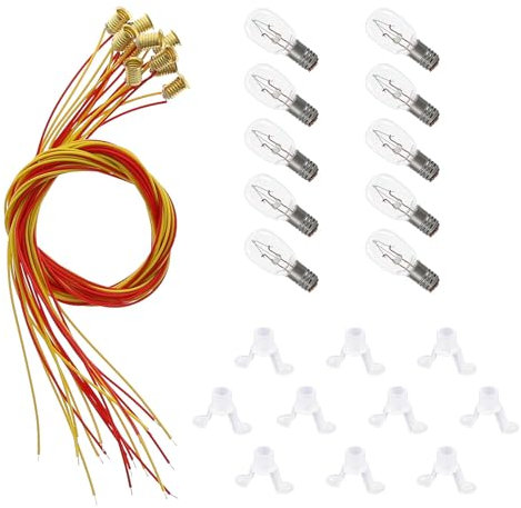 Evemodel 10 Stück Modell warm weiß Bulb Glühbirne Leuchtmittel Halterung Birne lampen E5 E5.5 H0 für Puppenhaus (klein mit Beleuchtungssockel)