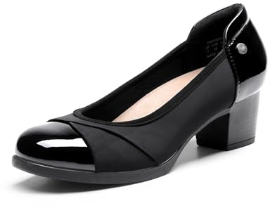DREAM PAIRS Zapatos de Tacón Ancho Comodas Clásicos Zapatos de Salón Elegantes con Plantilla Acolchada,Size 38,Negro,DWUMPU2507