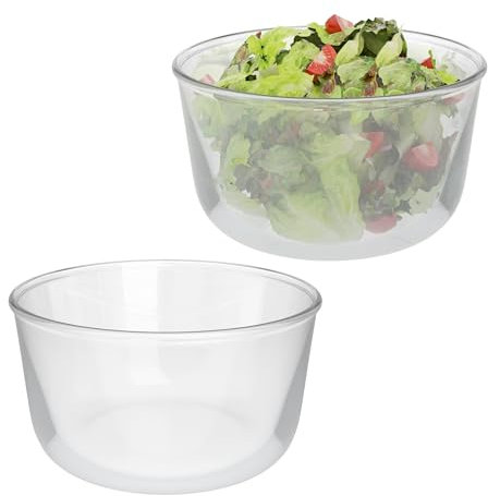 Relaxdays Cuencos Cristal Ensalada, Set 2, 1,6 L, Ensaladera, Recipiente para Mezclar, Bol Redondo Vidrio, Transparente