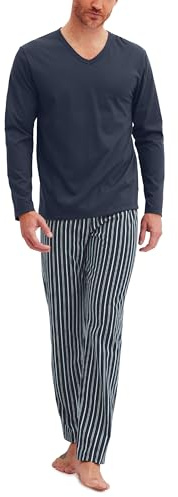 CALIDA Cotton Special Pyjama, lang Herren, aus 100% Baumwolle Saphir Blue 50