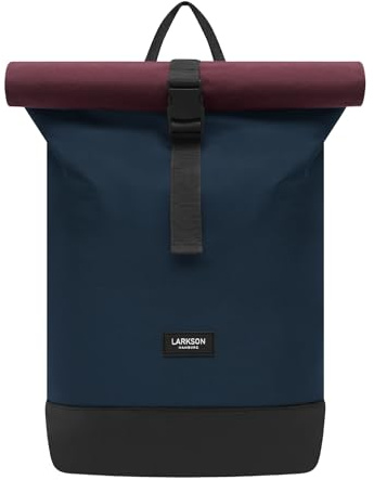 LARKSON Zaino Donna & Uomo Blu Rosso - Janne Small - Zaino roll-top con Scomparto per Laptop per Università, Lavoro, Viaggi e Bicicletta - Zainetto Piccolo - Idrorepellente