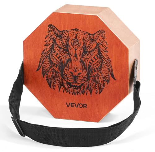 VEVOR Cajon Unique avec Cordes de Guitare Internes, Boite à Percussion Portable en Bois de Bouleau, Instrument de Musique avec Sangle Réglable, pour Débutants et Professionnels, 29,5 x 29,5 x 10 cm