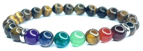 7 chakra-armband av naturstenar - 8 mm pärlor - handgjorda | damsmycken | natursten armband - litoterapi smycken, Taille unique, Halvädelsten, 7 chakran