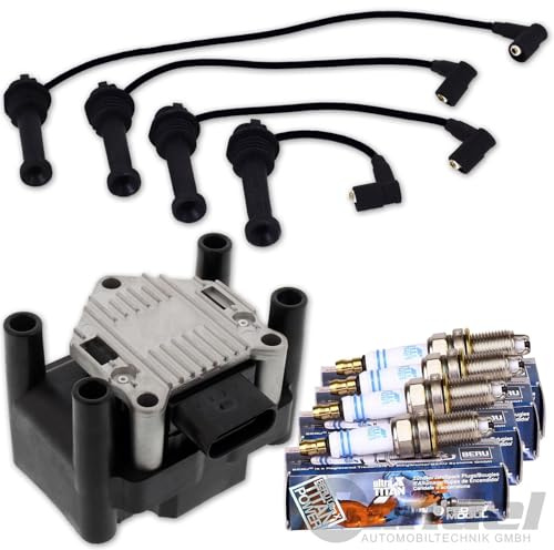 BandelOne enthält Zündspule + Zündkabel + Zündkerzen für 1.4/1.6 Lupo Golf IV Polo 9N Leon 1M
