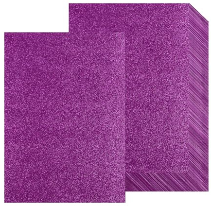 20x Papier Pailleté A4 250g/m² Violet Papier Brillant pour Loisirs Créatifs, Cartes & Décorations le scrapbooking et les projets de