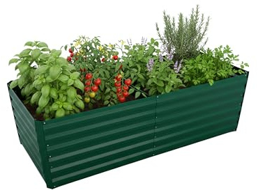 Relaxdays Huerto Elevado de Metal galvanizado para Verduras, Hierbas y Flores, 57x180x90 cm, Verde
