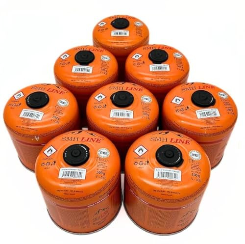 ElicoCamp Lot de 8 cartouches de gaz filetées 500 g pour réchaud à gaz de camping
