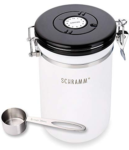 Schramm® Kaffeedose 1800 ml in 10 Farben mit Dosierlöffel Höhe: 19cm Kaffeedosen Kaffeebehälter aus Edelstahl, Farbe:weiß matt