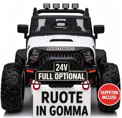 TOYSCAR Auto Macchina Elettrica per Bambini 2 Posti 24V Fuoristrada Big Adventure Telecomandata Sedile in Pelle Porte Apribili Doppio Motore Elettrico Carico 35 kg Ruote in Gomma E TAPPETINI