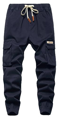 YOUNGSOUL Jungen Cargohose Kinder Stretch Cargo Hose Jogginghose Freizeithose mit Gummizug Dunkelblau DE: 152-158 (Herstellergröße 160)