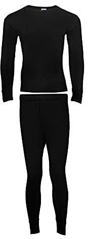 Heat Stoke®️ Men's Thermal Long Sleeves T-Shirt Long Johns Trouser Warm Base layer Black Charcoal S,M,L,XL,XXL (SINGAL SET BLACK, M)