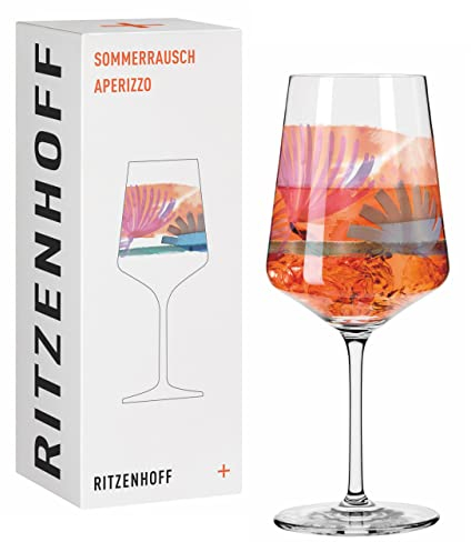 RITZENHOFF 2841010 Aperitifglas 500 ml - Serie Sommerrausch Nr. 10 mit farbenfrohem Aquarellmotiv - Made in Germany, Orange, Lila