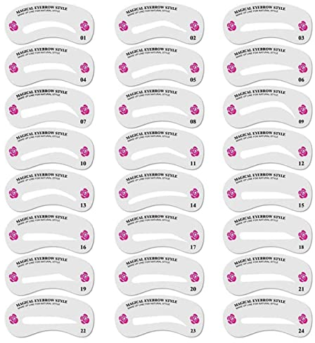 BOBOZHONG Augenbrauen Schablonen Set, 24 Formen, Wiederverwendbar, DIY Make-up Werkzeug Set, für Schöne Augenbrauen